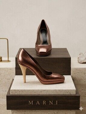 Marni LUXURY WOODEN HEELS SHOES Size 41- 11 US